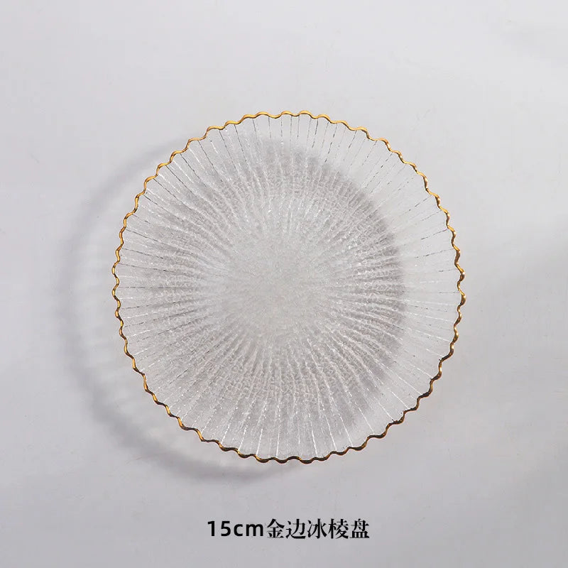 Transparent Glass Plate Gold Noble