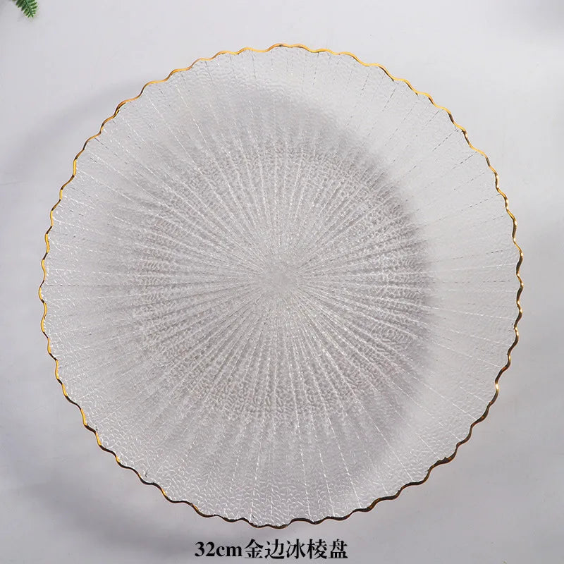 Transparent Glass Plate Gold Noble