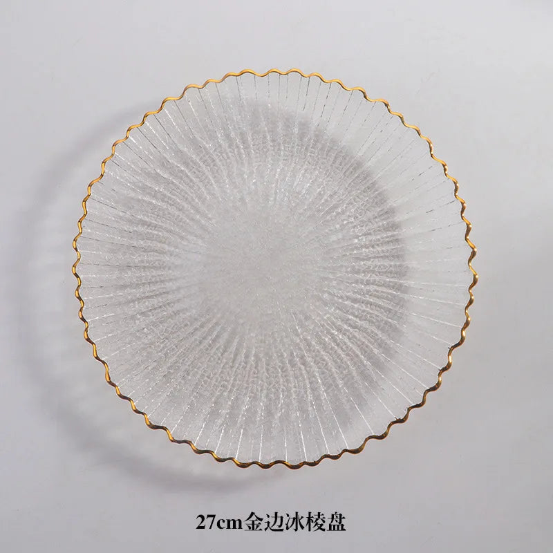 Transparent Glass Plate Gold Noble