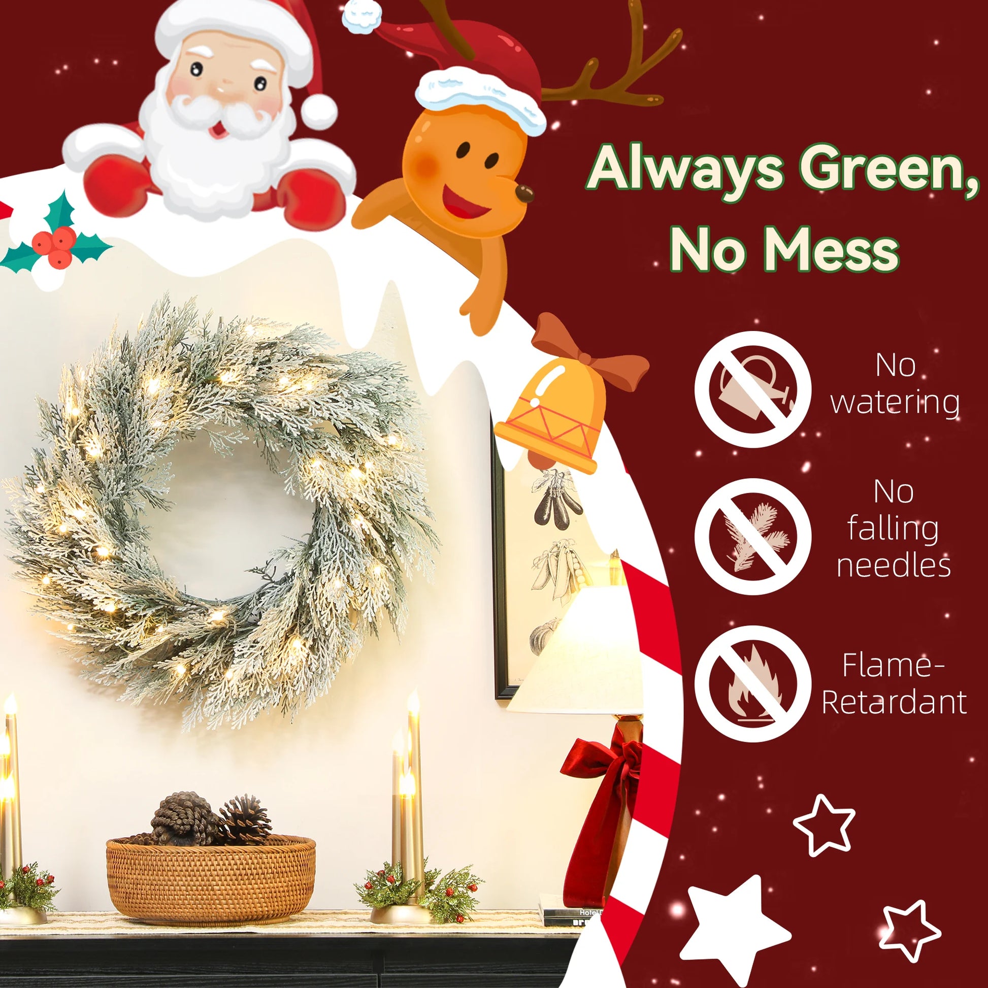 Timer Flocked Wreath Noble