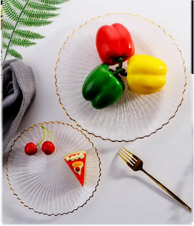 Transparent Glass Plate Gold Noble