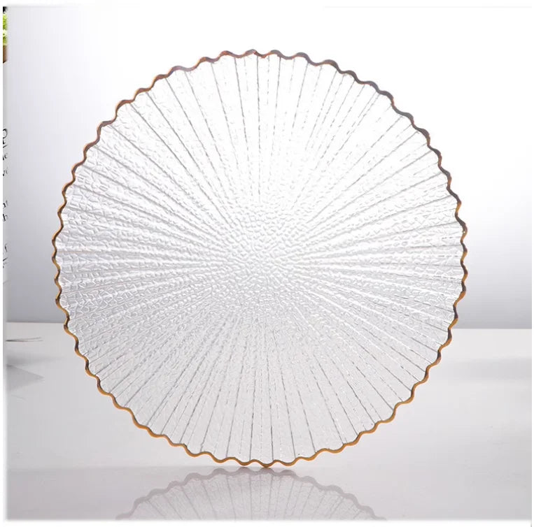 Transparent Glass Plate Gold Noble