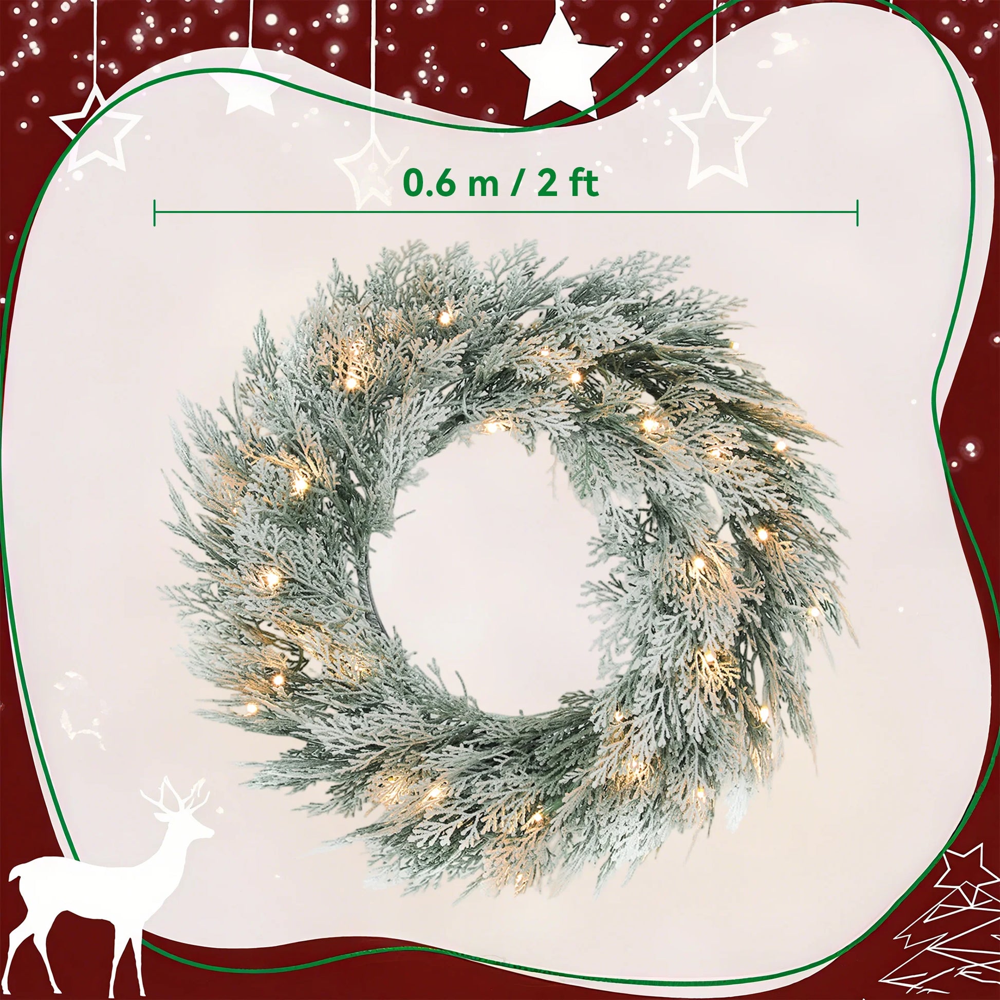 Timer Flocked Wreath Noble