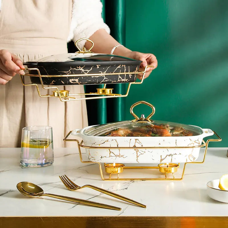 Marble Gold Serving Dish Noble