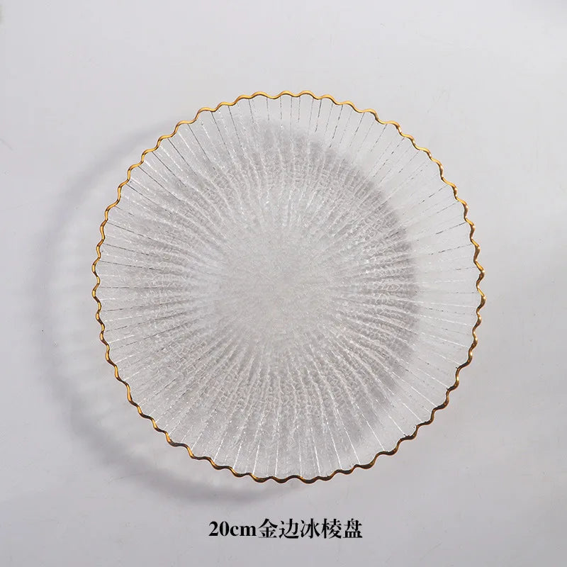 Transparent Glass Plate Gold Noble