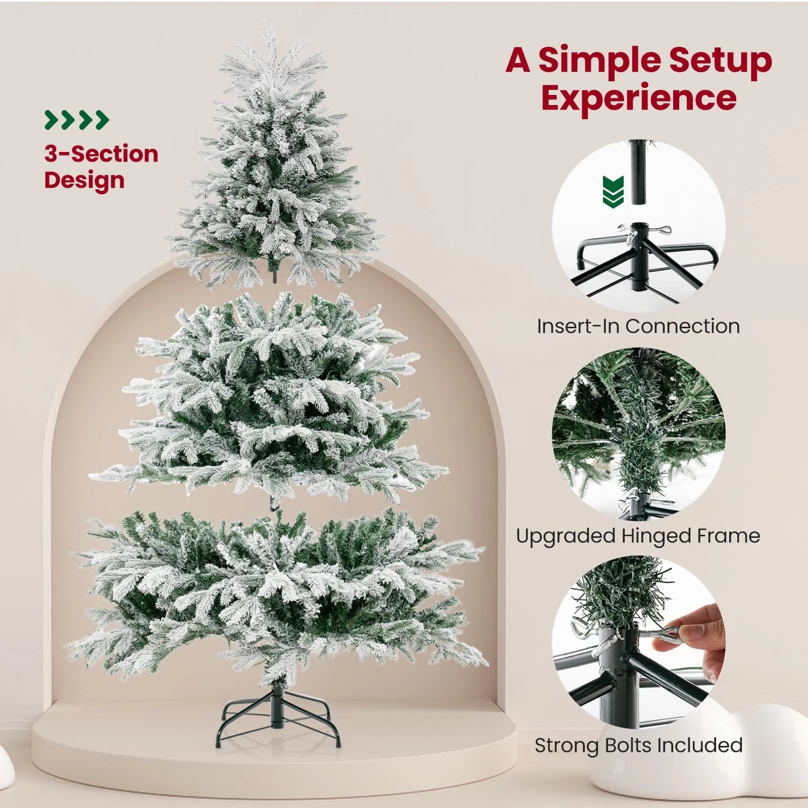 DORTALA 6 FT Pre-lit Artificial Christmas Tree Snow-flocked Xmas Tree
