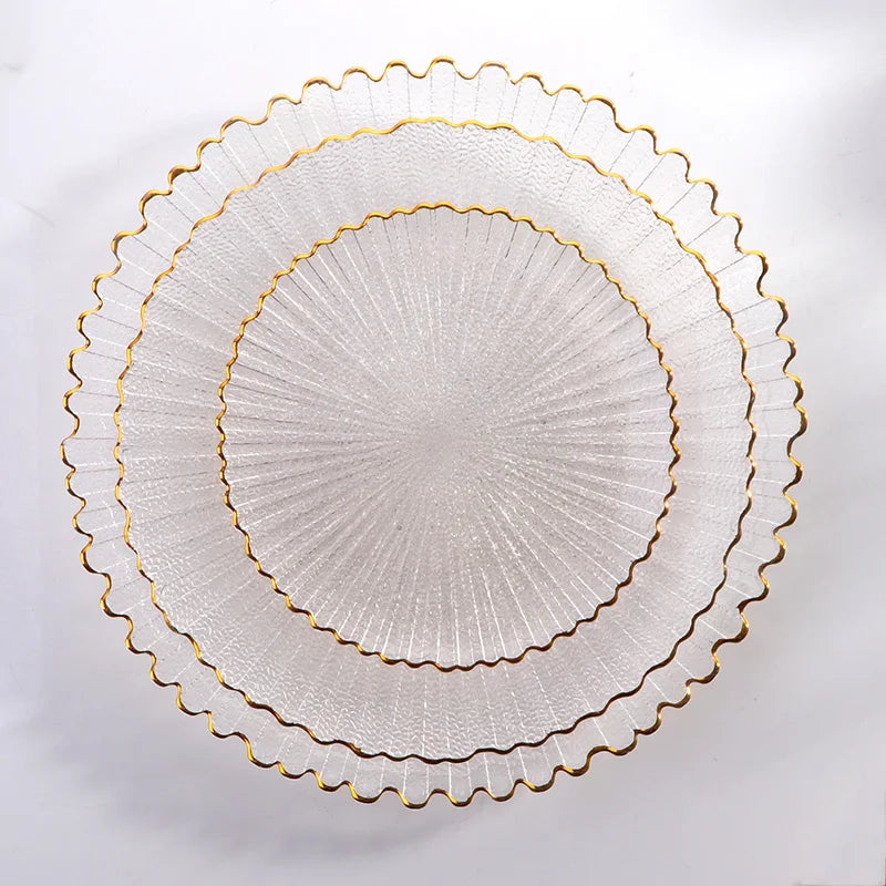 Transparent Glass Plate Gold Noble