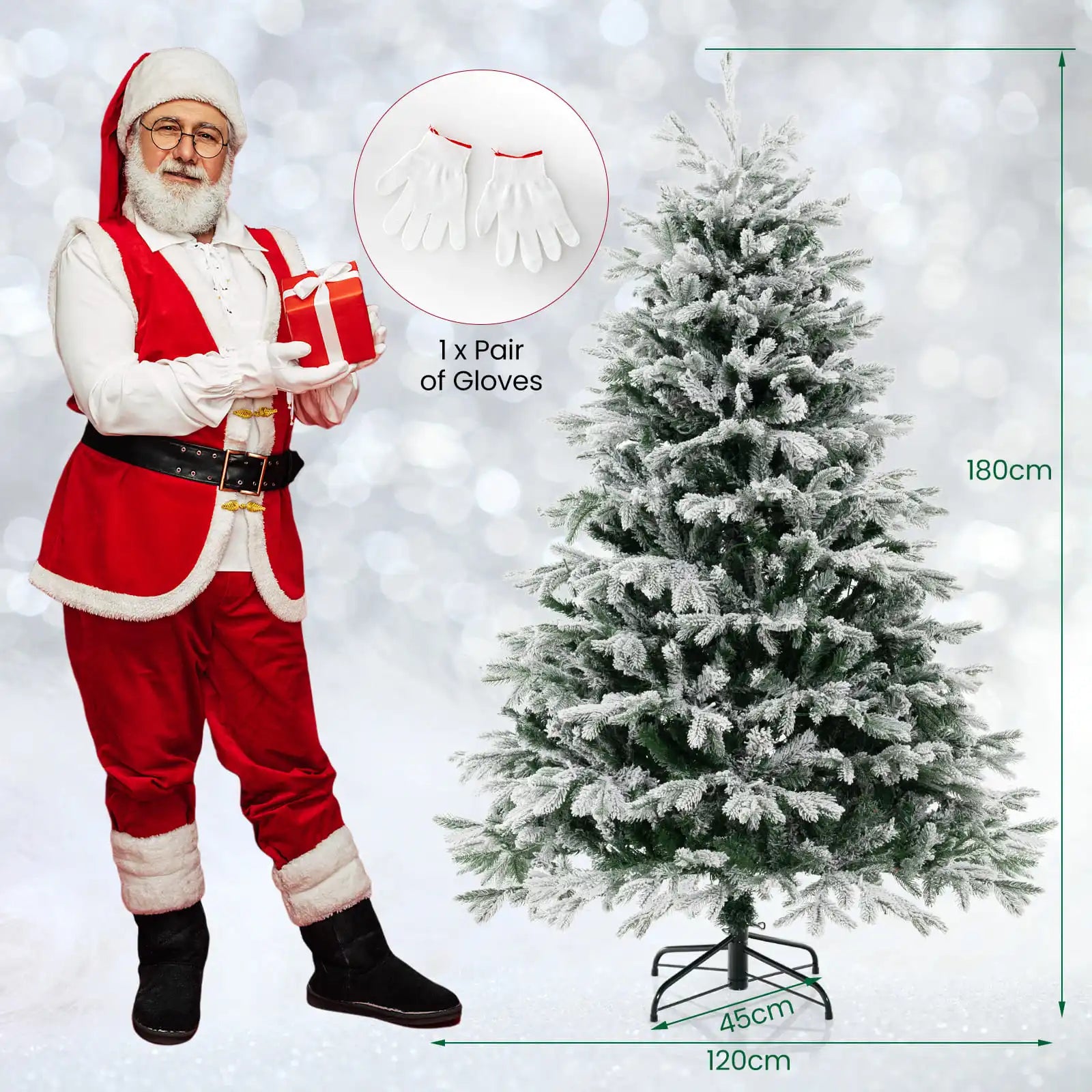 DORTALA 6 FT Pre-lit Artificial Christmas Tree Snow-flocked Xmas Tree