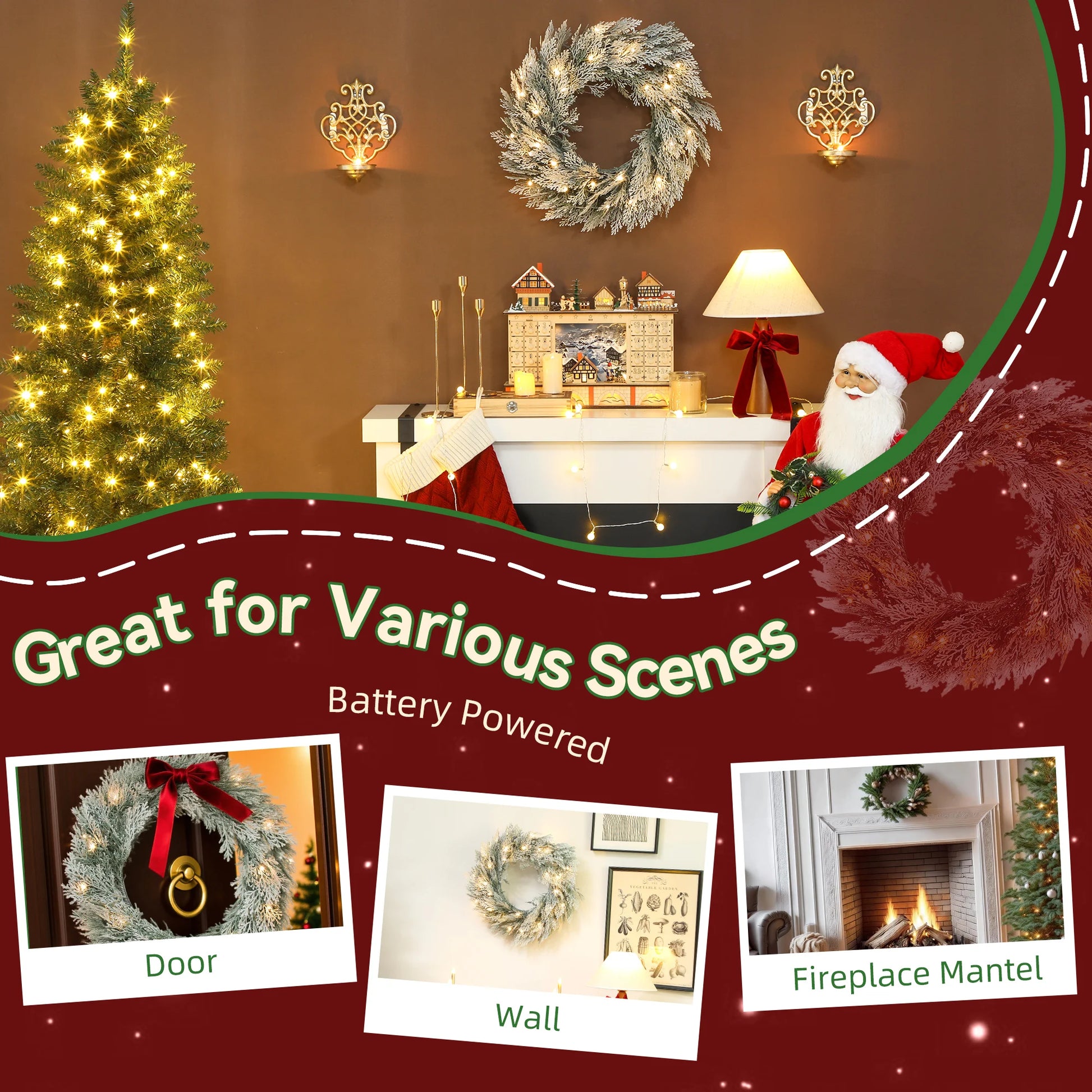 Timer Flocked Wreath Noble