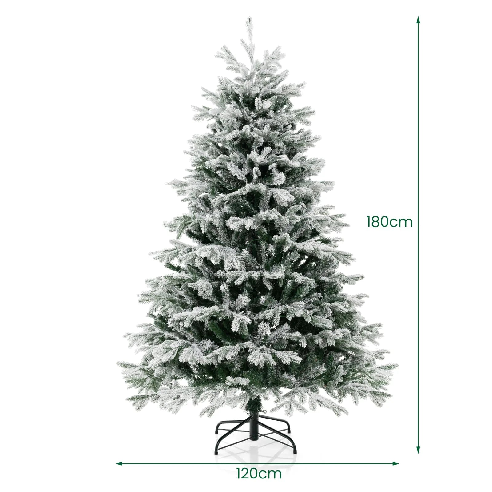 DORTALA 6 FT Pre-lit Artificial Christmas Tree Snow-flocked Xmas Tree