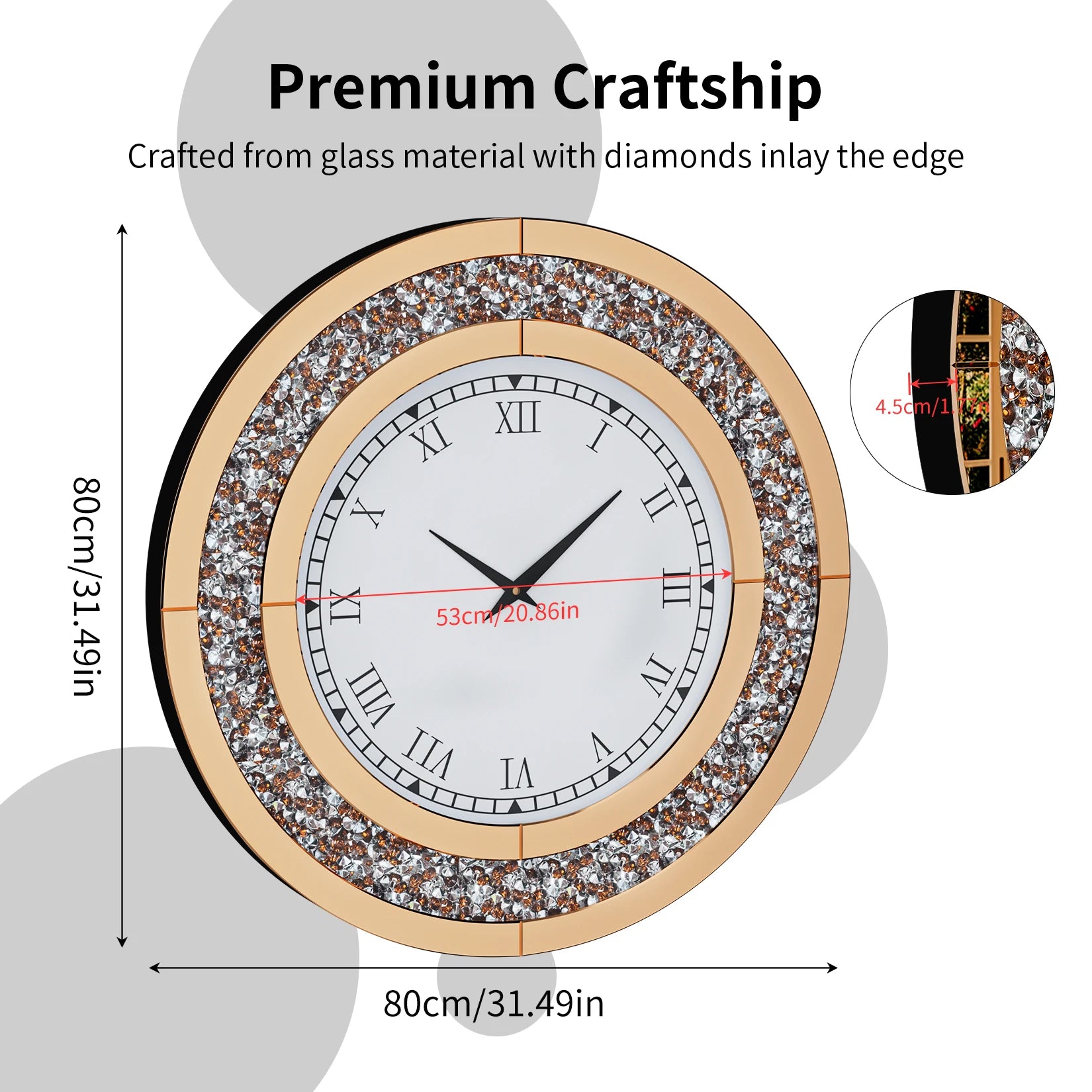 Bling Mirror Clock Noble