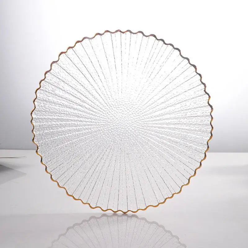 Transparent Glass Plate Gold Noble