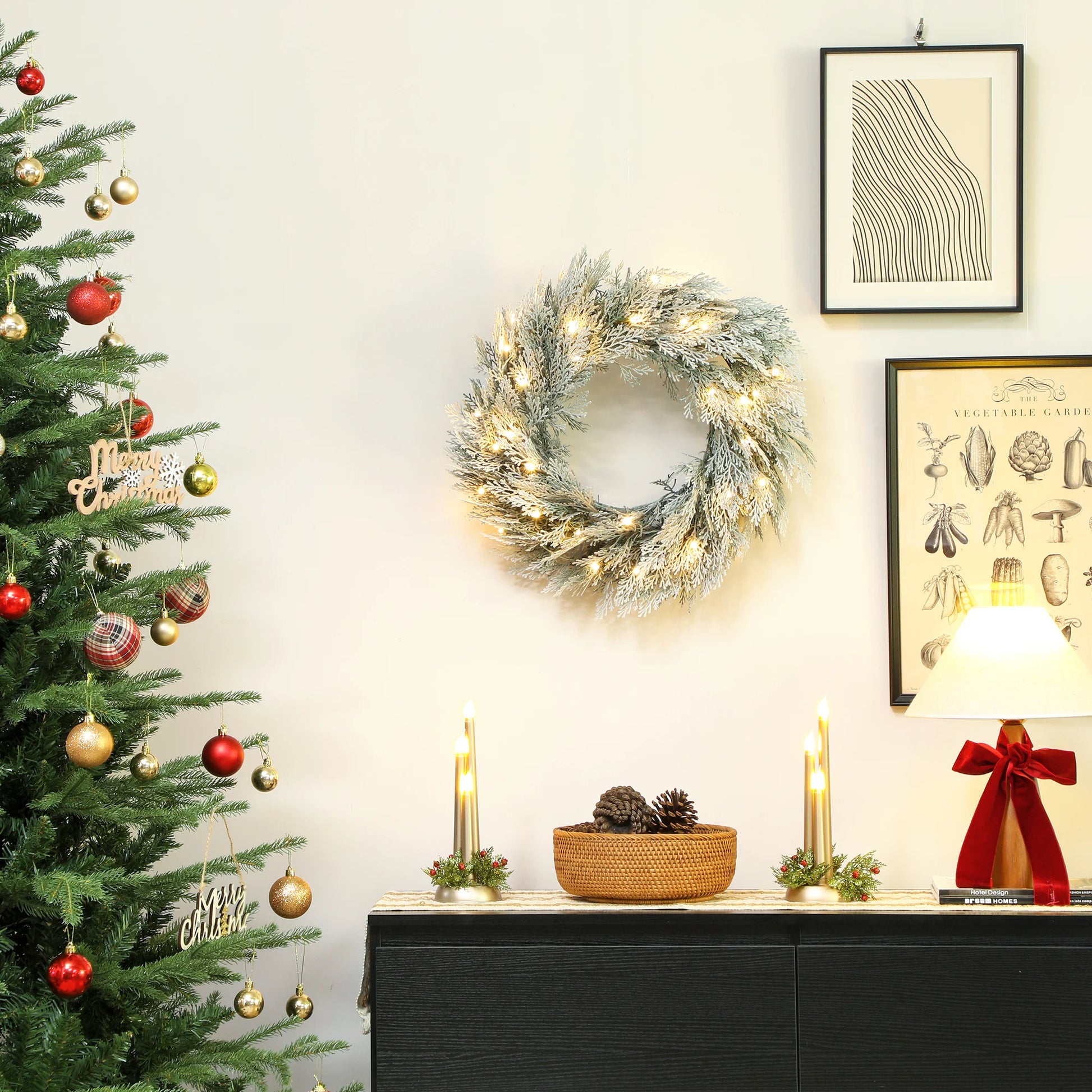 Timer Flocked Wreath Noble