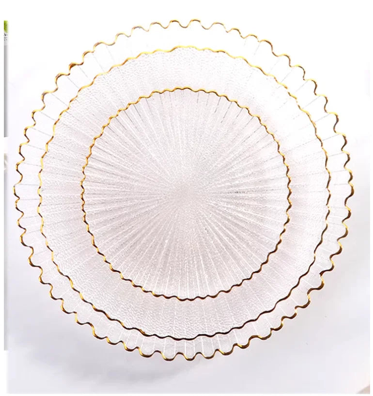 Transparent Glass Plate Gold Noble