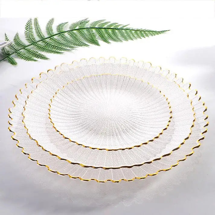 Transparent Glass Plate Gold Noble