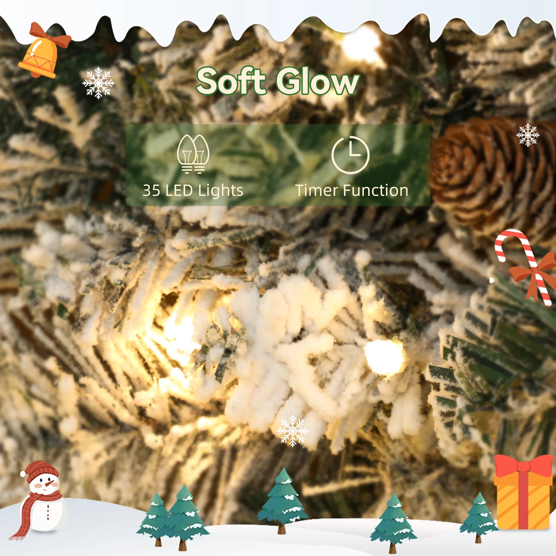 Timer Flocked Wreath Noble