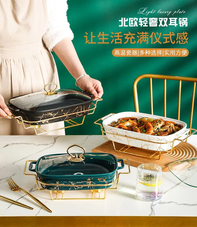 Marble Gold Serving Dish Noble