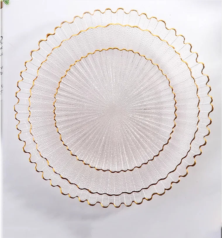 Transparent Glass Plate Gold Noble